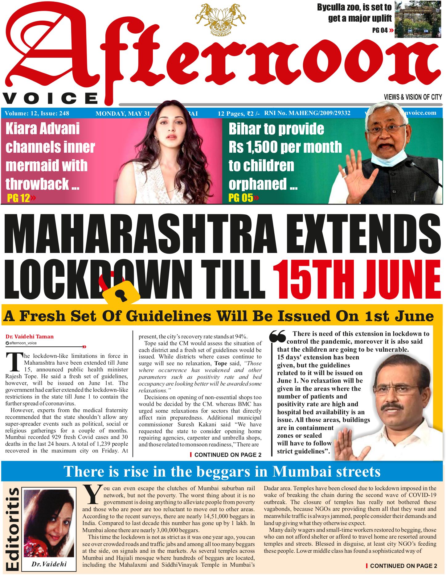 31 May 21 Page 1 Online English News Paper Daily News Epaper Today Newspaper